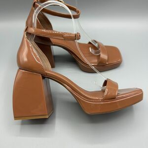 Madden Girl Omega Women's Cognac Platform Block Heels Women Size 8M